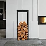 AMOS Metal Firewood Log Rack Stand 100x25x40CM Black Indoor Outdoor view 4