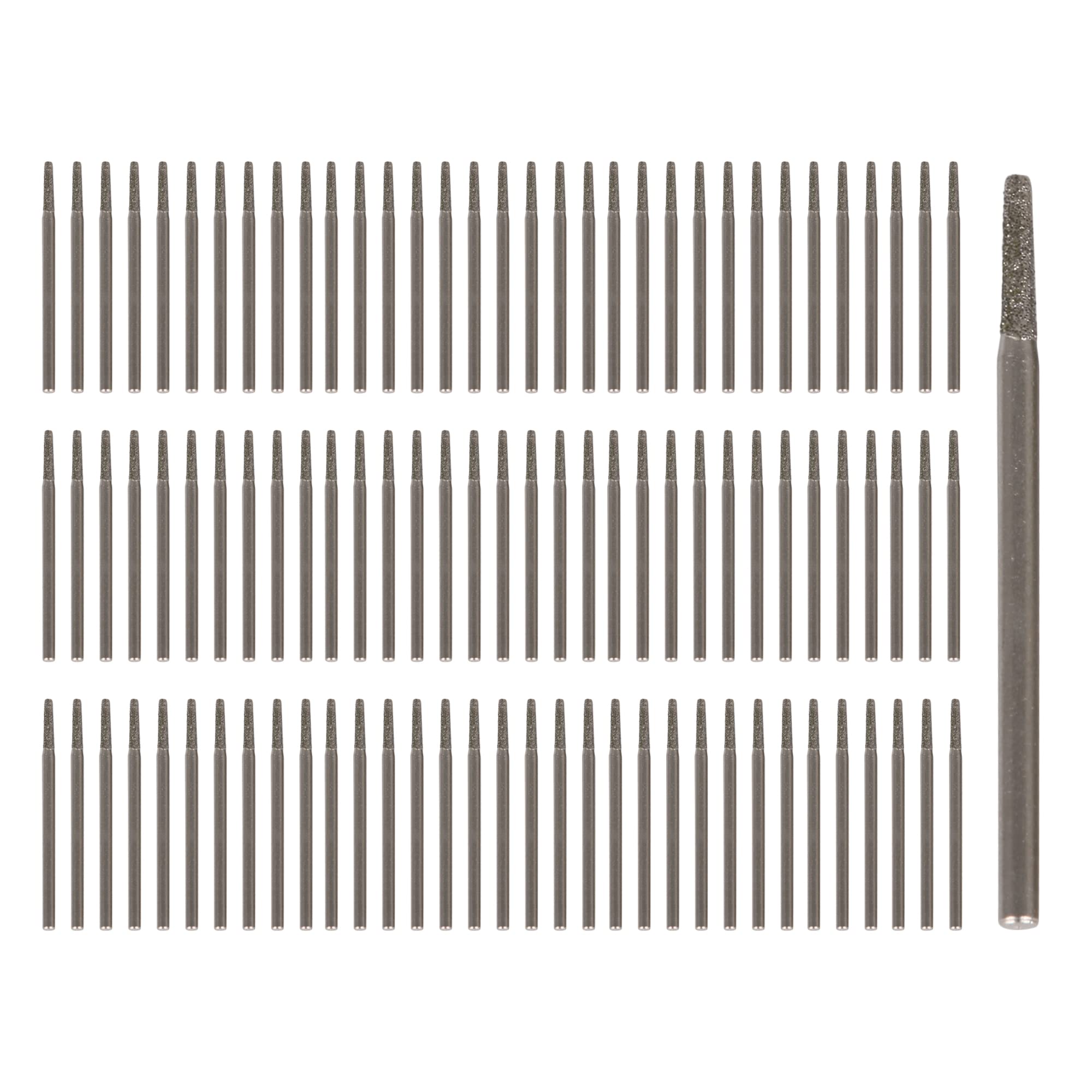 BQLZR 1.5mm Silver Gemstones Diamond Burrs Engraving Drill Bits Jewelry Jade Shell Carving Drill Hole Tools Pack of 100