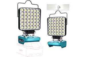 FIIHIO Work Light for Makita 18V Battery,108W 5400LM Flood Light,Cordless Battery Light with Low Voltage Protection&USB&Type C Charging Port,for Outdoors,Job Site Lighting,Workshop,Camping