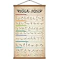 SAGUEYU Yoga Poses Poster Vintage Home Gym Full Body Workout Beginner Yoga Position Chart Canvas Prints Yoga Lover Gift 16" X 27" with Frame