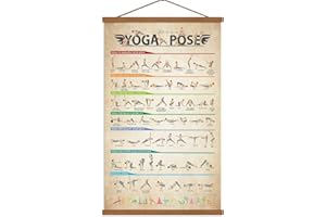 SAGUEYU Yoga Poses Poster Vintage Home Gym Full Body Workout Beginner Yoga Position Chart Canvas Prints Yoga Lover Gift 16" X