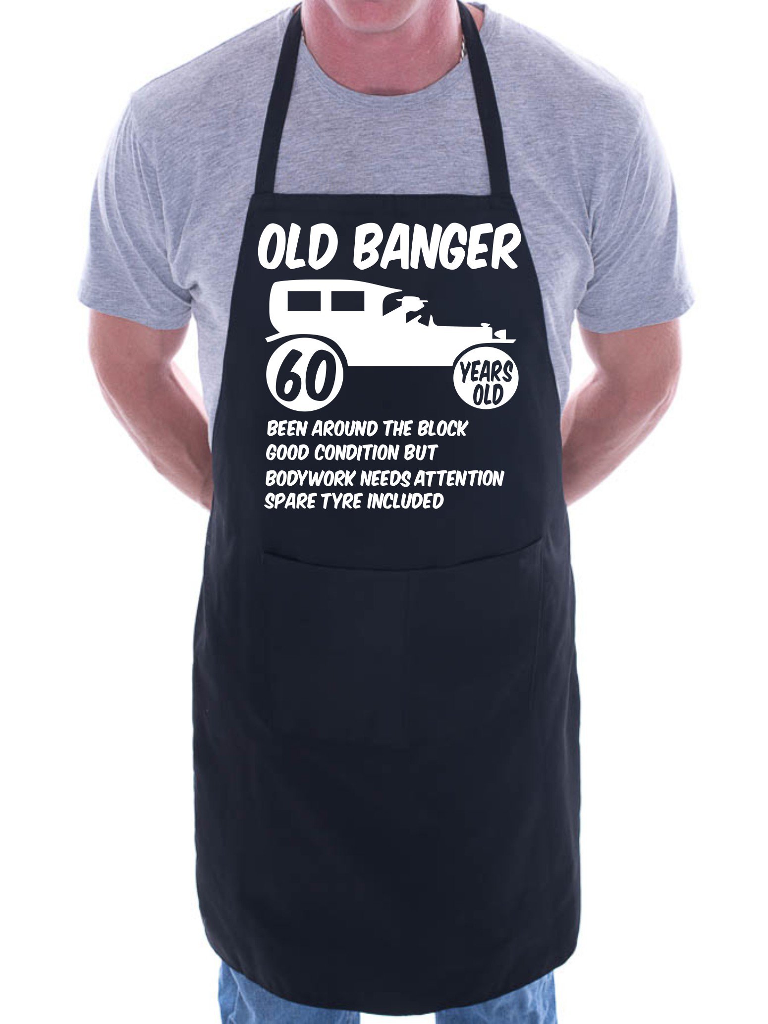 Print4U 60th Birthday Old Banger BBQ Cooking Funny Novelty Apron Black