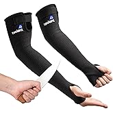 OriStout Cut Resistant Farmers Sleeves with Thumb Hole, Protective Arm Sleeves, for Gardening, Welding, Kitchen, Arm Guards for Biting, Pet Grooming, Black, 1 Pair