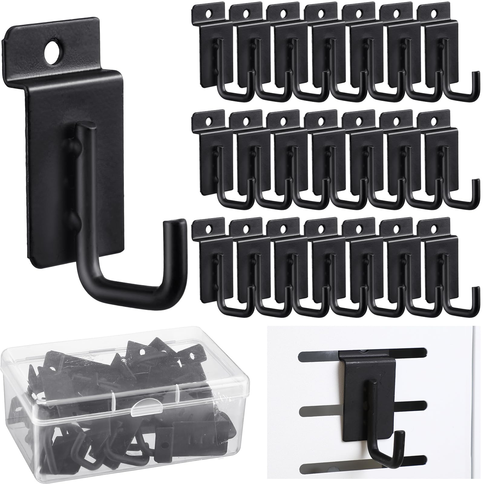 Tandefio 25 Pack J Shaped Slatwall Hooks and