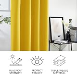 Deconovo Energy Saving Blackout Curtains 2 Panels Yellow 52x63 Inch view 4