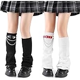 Zhamate 2 Pairs Leg Warmers with Straps for Women Girls Cute Y2K Kawaii Leg Warmer Japanese Socks Goth Emo Gyaru Accessories