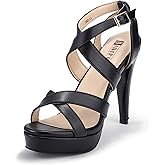 IDIFU Women's Dress Platform High Heels Strappy Heeled Sandals Open Toe Ankle Strap Shoes for Women Wedding Bridal Homecoming
