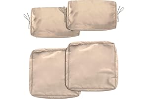 HYuMCCyhT Outdoor Cushion Covers Replacement Patio Cushion Covers for Outdoor Sectional Sofa for Wicker Rattan Patio Furniture Conversation Set with Zipper Fit (4, 25.6" Beige)