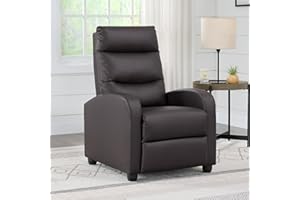 KISLOT Recliner Chair for Adults Push Back Armchair Home Theater Seating with Lumbar Support Single Sofa for Living Room, Brown (PU Leather)