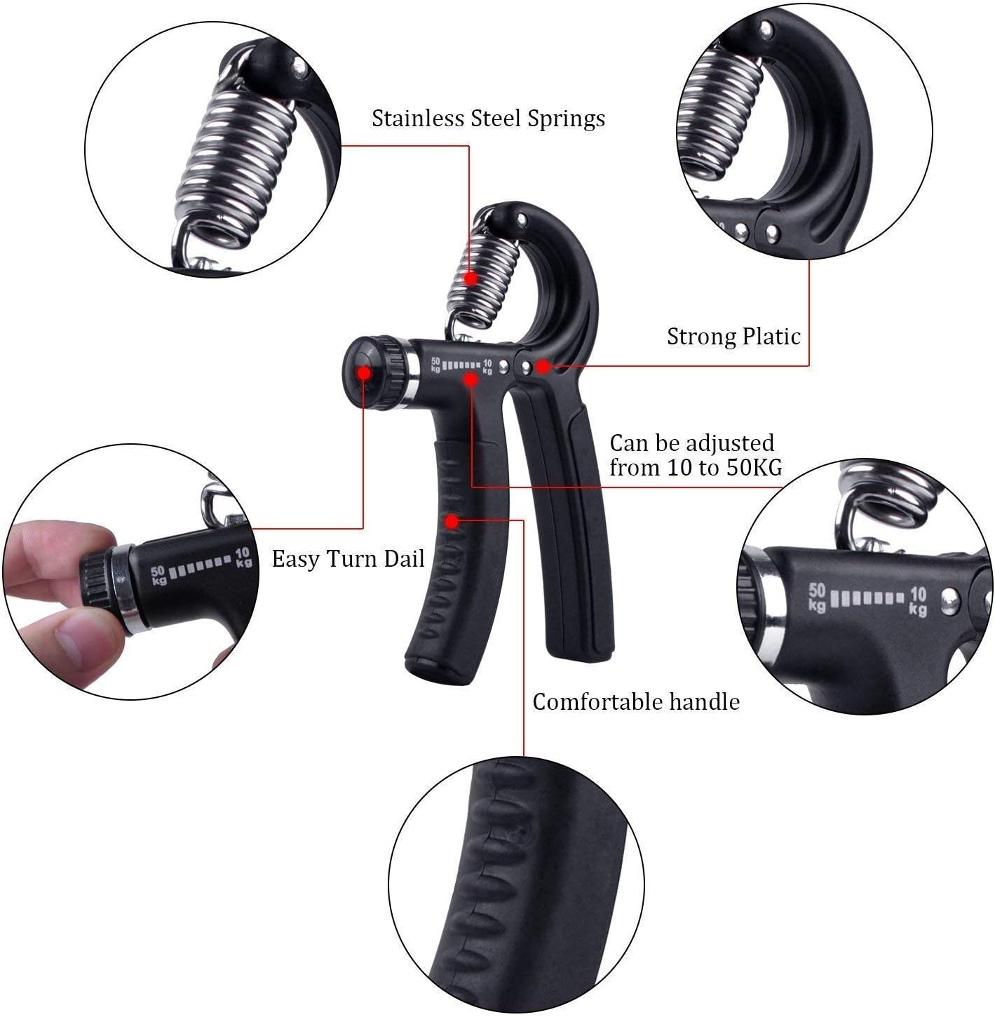 LUXON 2 Pack Hand Grip Strengthener Adjustable Resistance 22-110 Lbs (10-50kg) -Hand Grip Exerciser, Strengthen Grip, Hand Squeezer, Forearm Grip, Hand Exercise, Gripper, Finger Strengthener : Sports & Outdoors