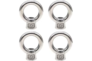 Qlvily 4 Packs 316 Stainless Steel Lifting Eye Nut 1/2" UNC Marine Grade, Female Thread Fastener Ring Shaped Eye Nut