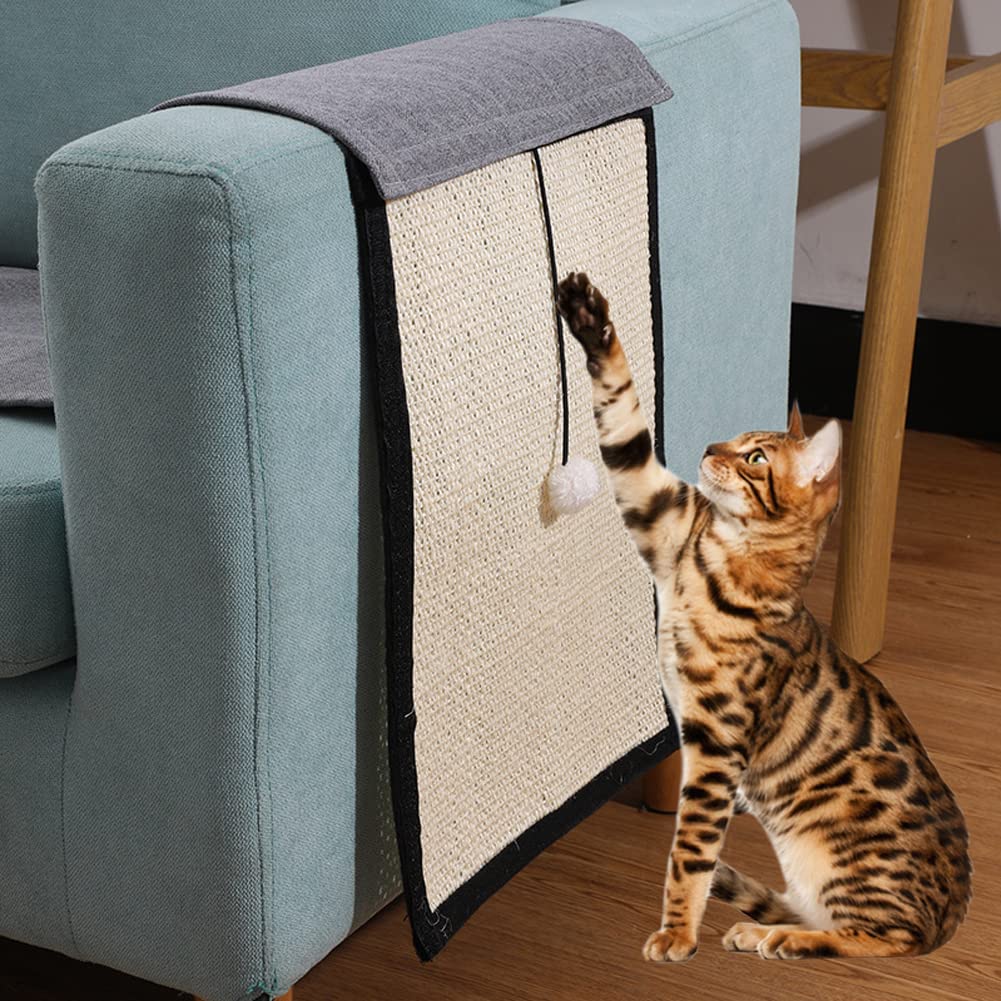 Cat Scratching Mat Sofa Furniture Protector Cat Scratcher Board Natural Sisal Kitty Scratching Pad Scratch Couch Cover Guard Kitten Claws Care Toy Scratcher Mat Rug Pet Grinding Claw Protect Furniture