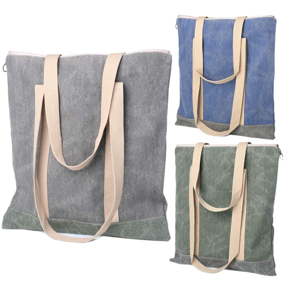 Flwydran 3 Pack Reusable Grocery Tote Bags with Handles, Non-Woven Shopper Bags- Hold 33+ lbs (15 KG) - Extra Large & Durable Foldable Shopping Bags 33x34cm