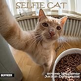 2026 Wall Calendar,Cat Calendar 2025-2026,Selfie cat Monthly Wall Calendar, 12" x 24" Open,Family Planner Calendar Organizer 