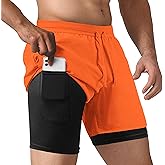 NIMOJIRO Men's 2 in 1 Running Shorts Workout Athletic Training Gym Outdoor Sports Shorts