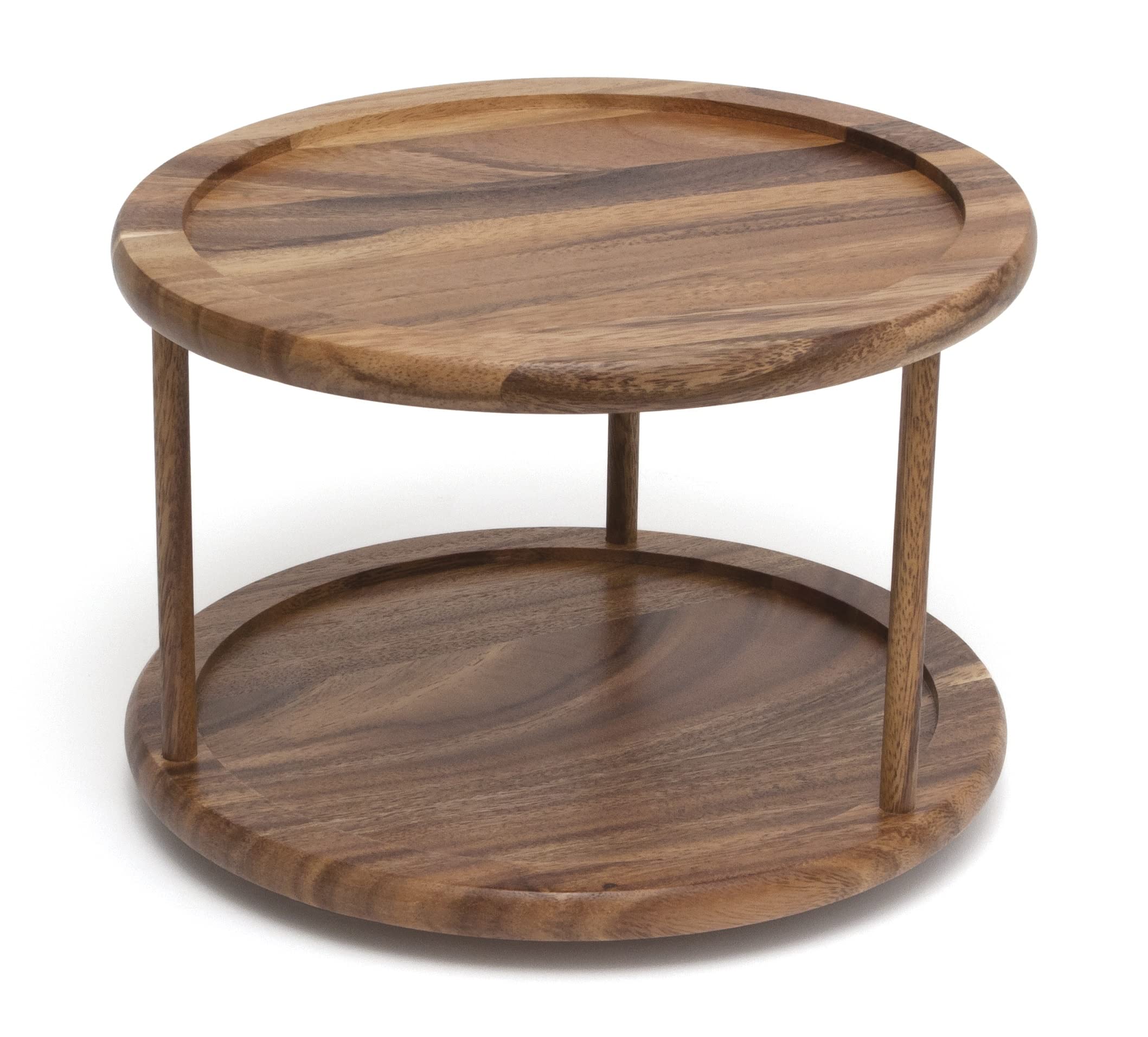 Lipper International 1302 Acacia Wood 2-Tier 10" Kitchen Turntable