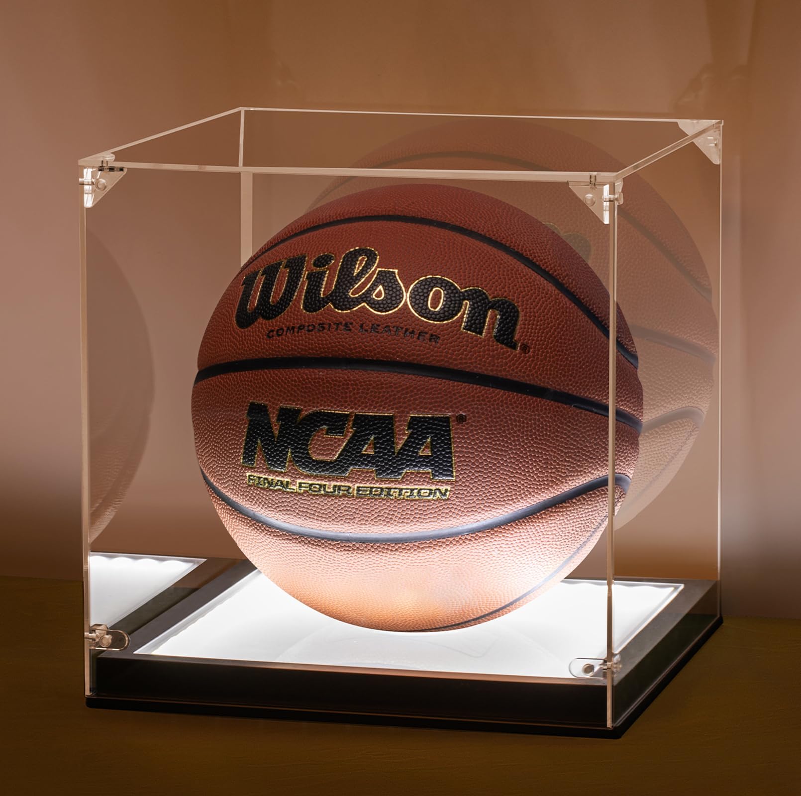 Photo 1 of **Parts Only** Basketball Display Case with Light, UV Protection Clear Acrylic Basketball Box Full Size with Solid Wood Base, LED with USB Soccer Stand for Autographed Ball Ideal Gift (Avoid Fast Charging Plug)