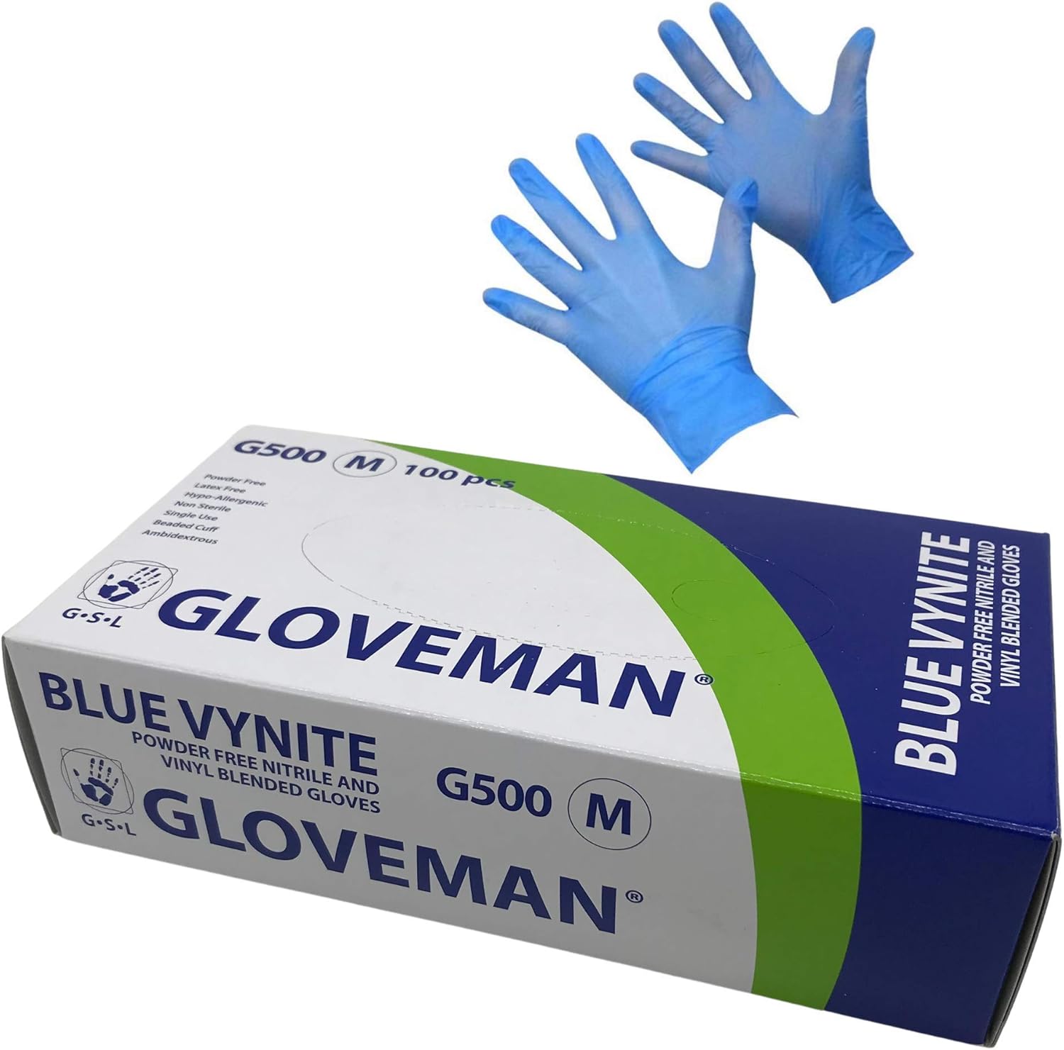 GLOVEMAN Blue Vynite Powder Free Nitrile and Vinyl Blended Disposable