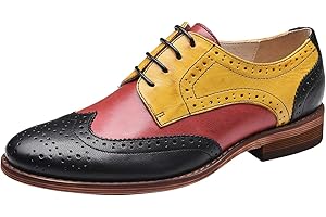 U-lite Women's Perforated Lace-up Wingtip Multicolor Leather Flat Oxfords Vintage Oxford Shoes
