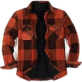 Men's Warm Sherpa Lined Fleece Plaid Flannel Shirt Jacket(All Sherpa Fleece Lined)