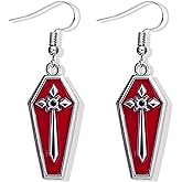 Gothic Cross Vampire Coffin Dangling Earrings for Women,Red Dripping Blood Heart Drop Dangle Earrings,Halloween Party Thriller Jewelry Accessories
