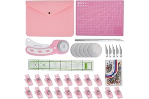 Abizarch Rotary Cutter Set - 45mm Rotary Fabric Cutter, A4 Cutting Mat, Self Healing Sewing Mats, Quilting Ruler and Fixing C