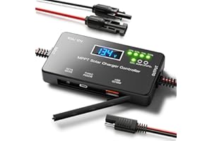 ROLOKIT MPPT Solar Charge Controller 12V 10A, Intelligent Solar Panel Regulator with USB and Type-C Charging Ports Compatible with Gel AGM Lithium LiFePO₄ Battery for RVs Boat Car