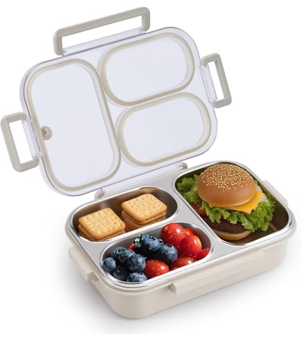 Lot De 4 Boîtes à Déjeuner En Acier Inoxydable 550 Ml | Étanches, Clips De Verrouillage | Lavables Au Lave-vaisselle | Pour Repas, Pique-nique