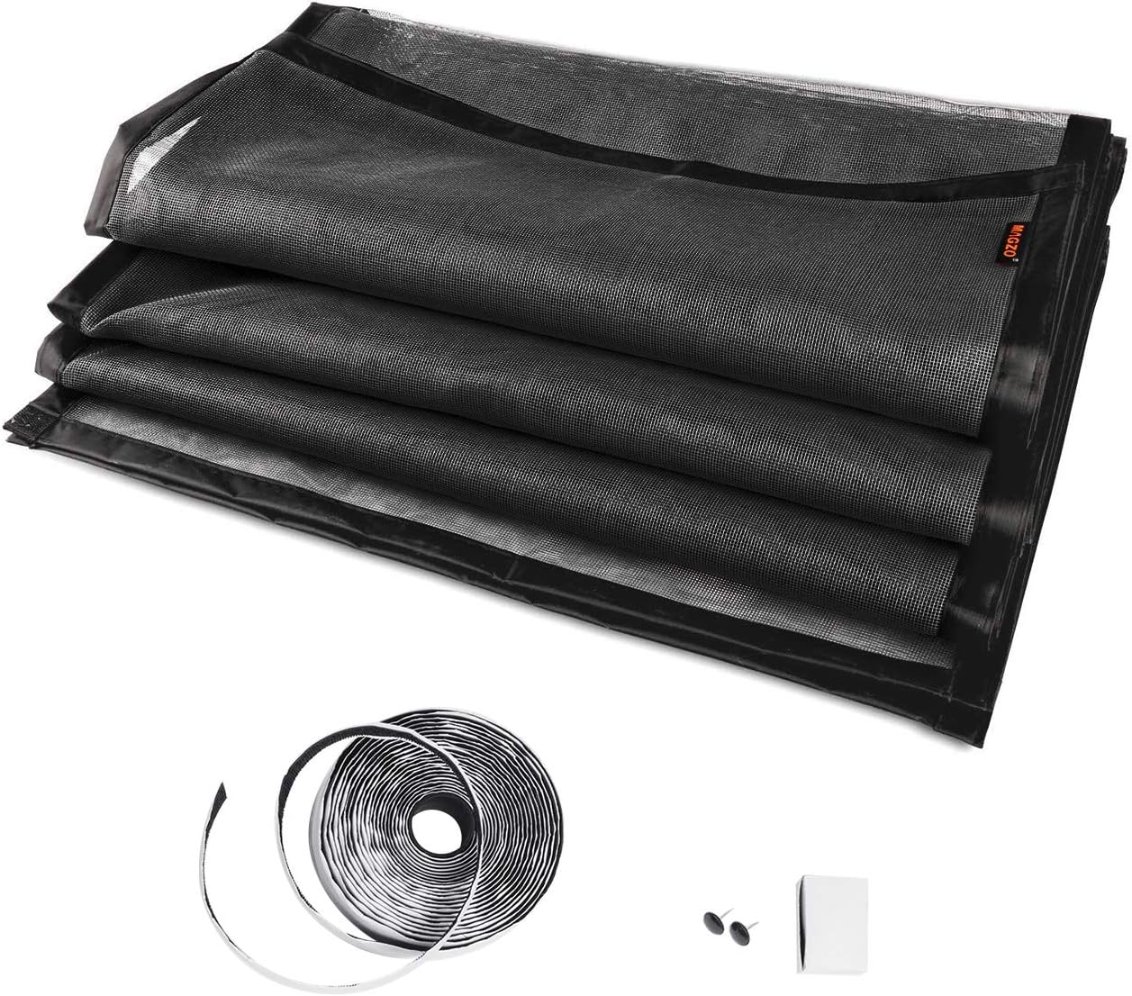 MAGZO Screen Door Magnets 36 x 80, Durable Fiberglass Door Mesh with Full Frame Hook&Loop for Sliding Door Fits Door Size up to 36"x80" Max-Black - - 