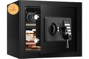 Tenamic Deluxe Safe Box 1.2 Cubic Feet Electronic Digital Security Box, Keypad Lock Box Cabinet Safes, Solid Alloy Steel Office Hotel Home Safe, Black
