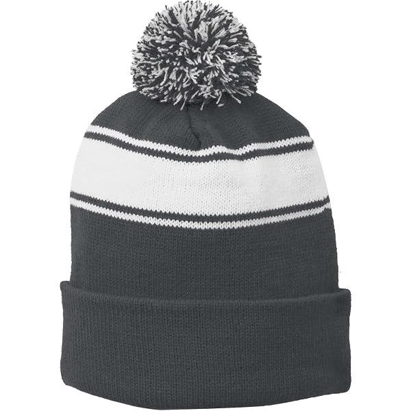 Sport-Tek Men's Team Color Pom Pom Beanie - Chunky Knit Acrylic Winter Hat - View #7