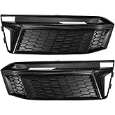 X AUTOHAUX Pair Front Fog Light Grille Bumper Grill Cover for Audi A4 S-line S4 2017-2019 8W0807681K 8W0807682K