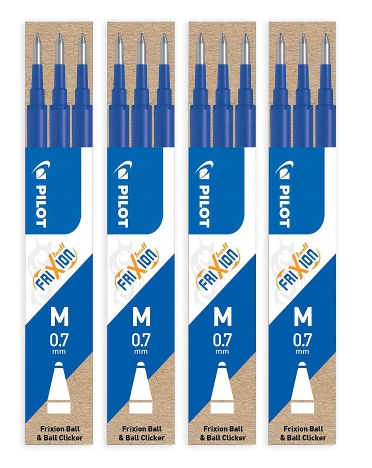 PILOT FriXion ball rollerball refills 0.7, 4 sets of 3 pieces, blue
