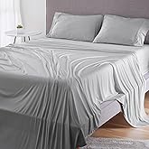 Bedgear Dri-Tec Sheet Set – Moisture Wicking Technology, Breathable, Cooling Sheets – Flat Sheet, Fitted Sheet, Pillowcases – All Mattress Types, Bedding Dorm Apartment Essentials, Queen, Light Grey