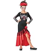 ALVOGIMOR Day of the Dead Senorita Costume for Girls/Women,Halloween Day of the Dead Dress