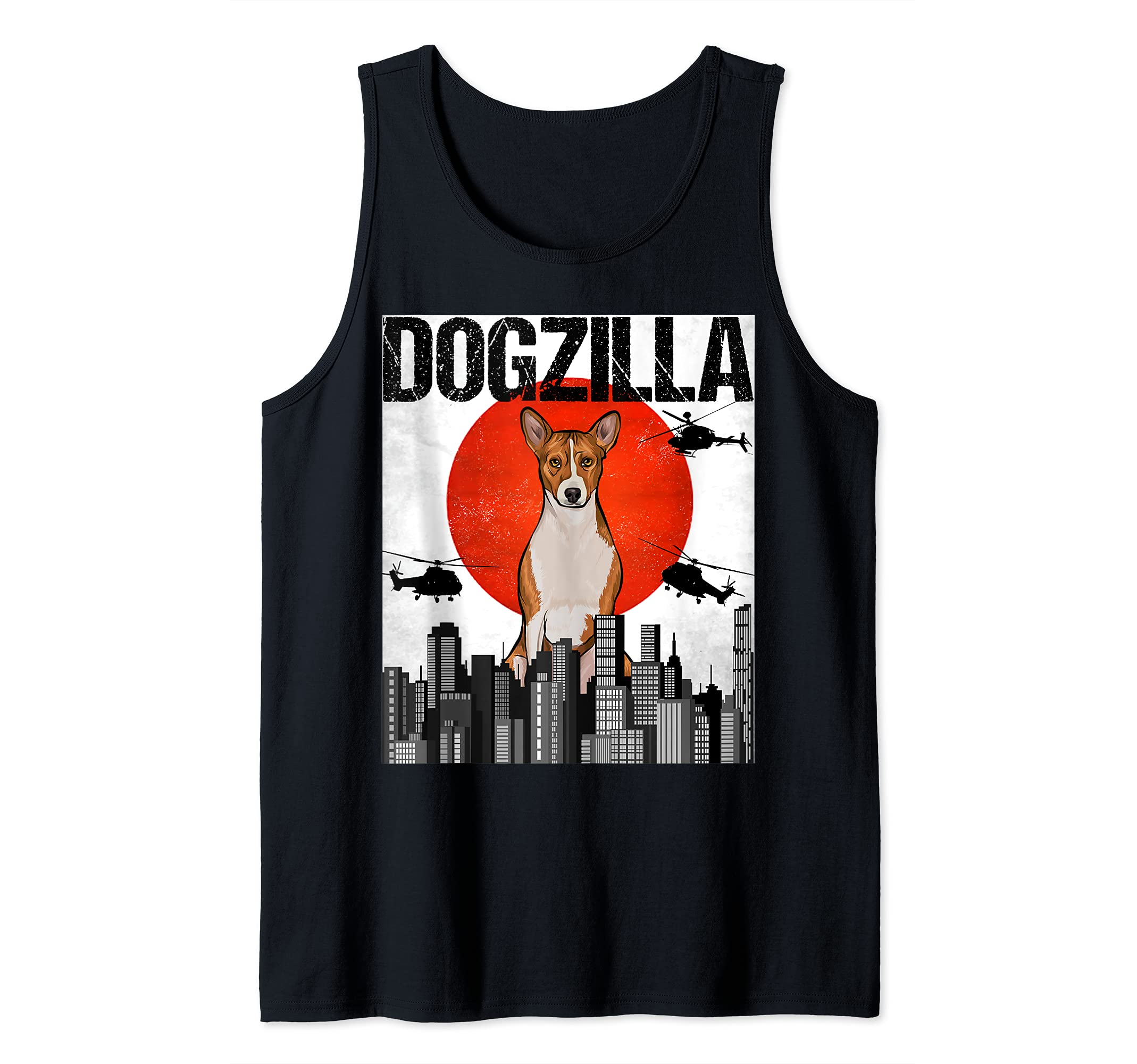 Funny Vintage Japanese Dogzilla Basenji Tank Top
