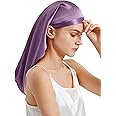 LilySilk 100% Silk Bonnet Mulberry 19 Momme Silk Sleep Cap Long for Curly Hair Night Cap for Sleeping, Silk Hair Wrap for Women Lavender