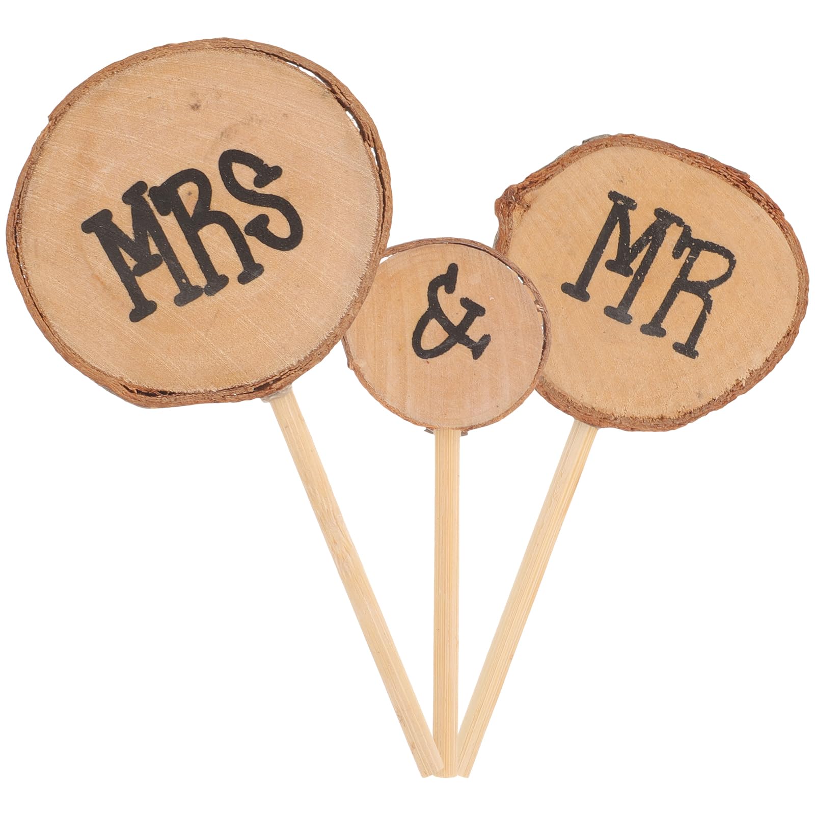 ULTNICE Set of 3 Mr Mrs Wooden Cake Toppers for Wedding Engagement