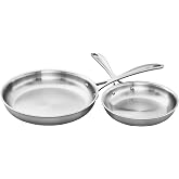 ZWILLING Spirit 2-Pc Stainless Stee Fry Pan Set, Oven Safe Up To 500&deg;F | Non-toxic, pure stainless-steel cookware. Induction Cookware Compatible for All Cooktops. 3 Ply Cookware, Dishwasher Safe