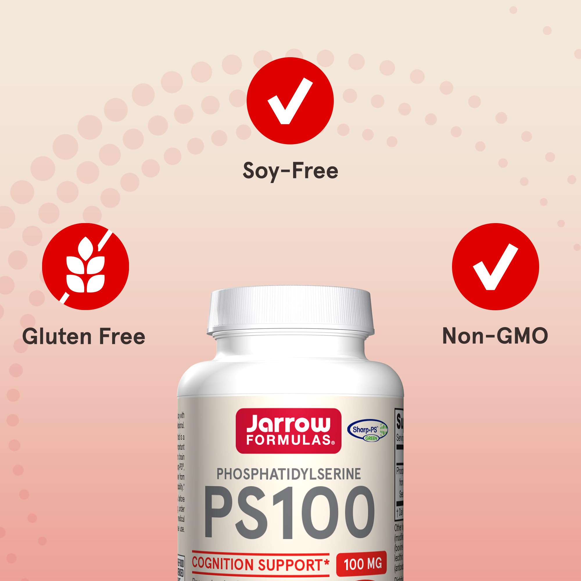 Jarrow Formulas PS100 Phosphatidylserine 100 mg, Dietary Supplement for Brain Health and Cognition Support, 60 Softgels, 20-60 Day Supply