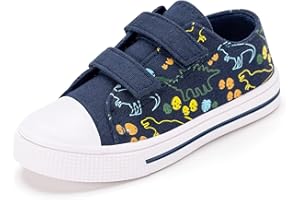 FUNCOO PLUS Boys Girls Sneakers Toddler Canvas Shoes Kids Walking Shoes with Hook and Loops