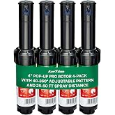 Rain Bird 5000 Heavy Duty Simple Adjust Gear Driven Rotor Sprinkler Head | 4-Pack, 3/4 inch Inlet - Water Efficient 4 inch Pop Up Lawn Sprinkler, Adjustable 40 - 360 Degree Arc and 25 - 50 ft Radius