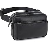 Fanny Packs for Women, Leather Vegan Belt Bag Crossbody Waist Bag Adjustable Strap, Large Fashion Everywhere Belt Bag, Black
