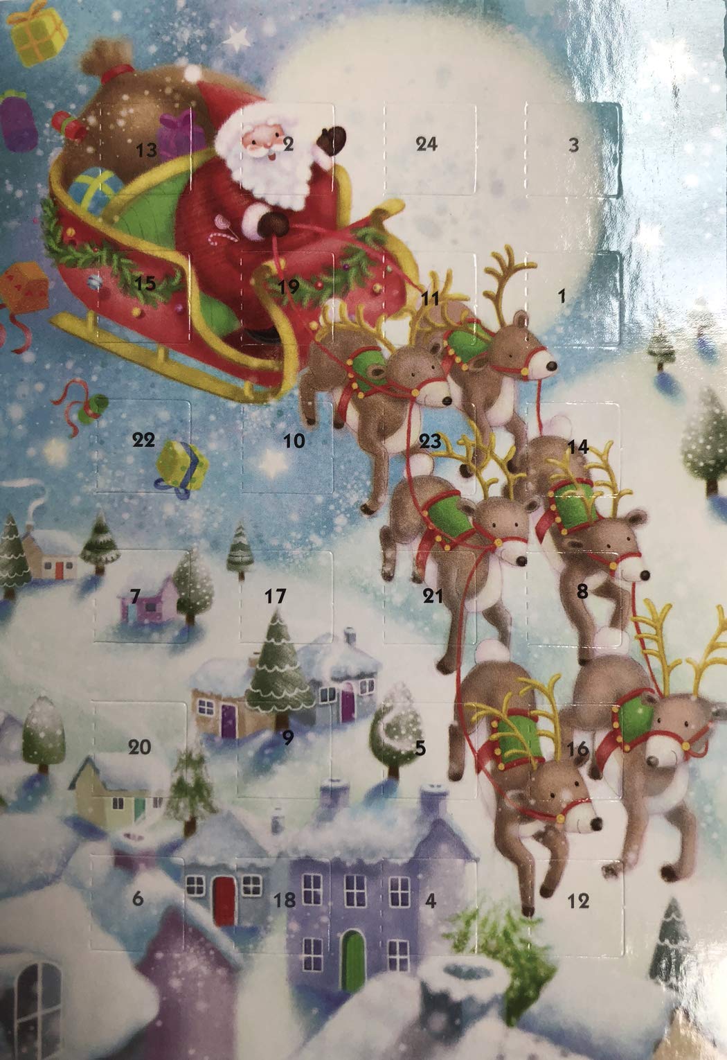 Advent Christmas card with 24 Doors and White Mailing Envelope Santa Sleigh (417849a) - 175 x 120 mm
