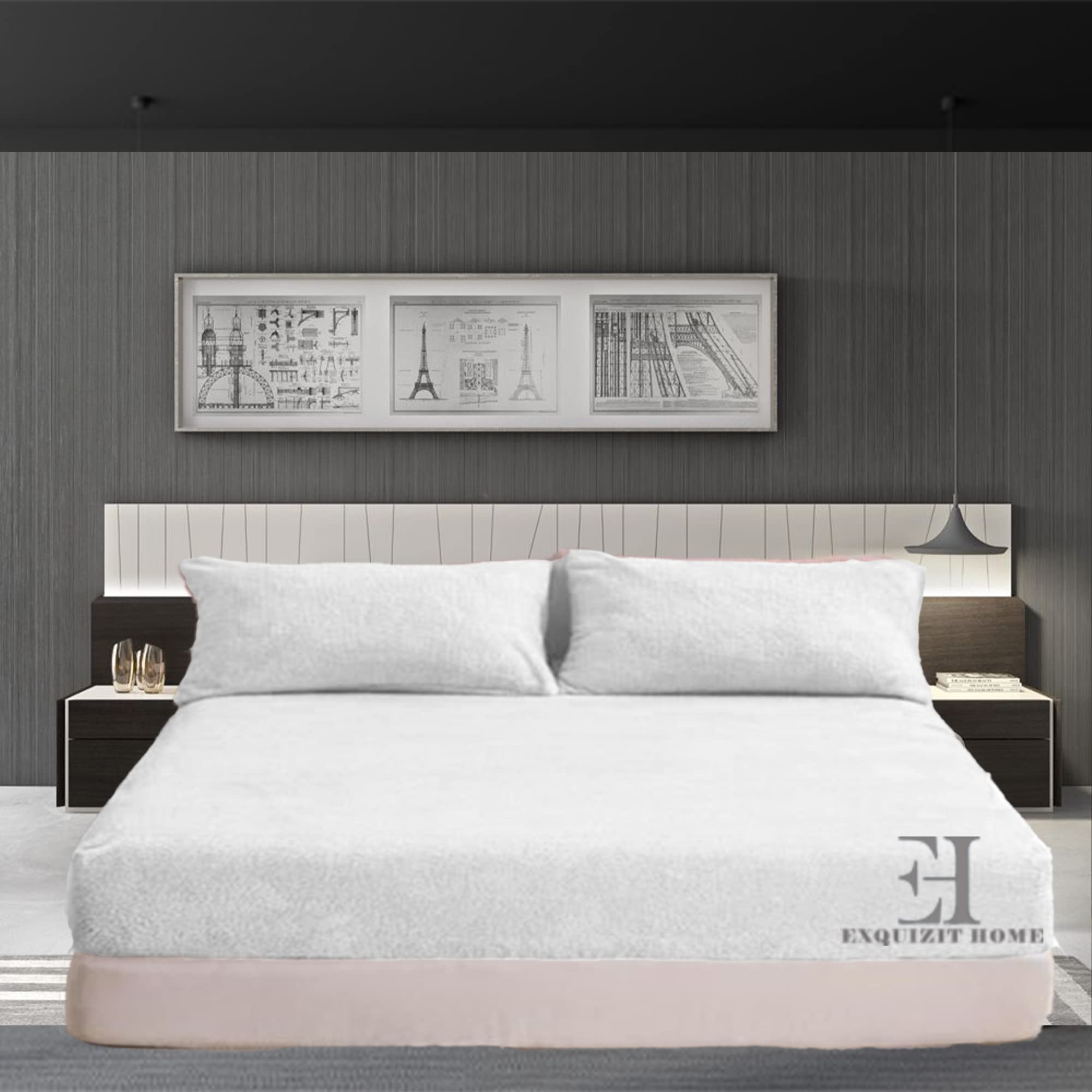 EXQUIZIT HOME® Teddy Fleece Extra Deep Fitted Sheet 30cm – Super Soft Teddy Bear Thermal Fitted Bed Sheet – Warm Cosy Winter Mattress Sheet (White King – 150cm x 200cm)