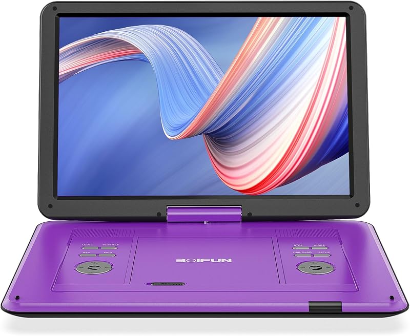 Boifun 17.5 Inch Portable DVD Player with 15.6 Inch HD Swivel Screen Purple
