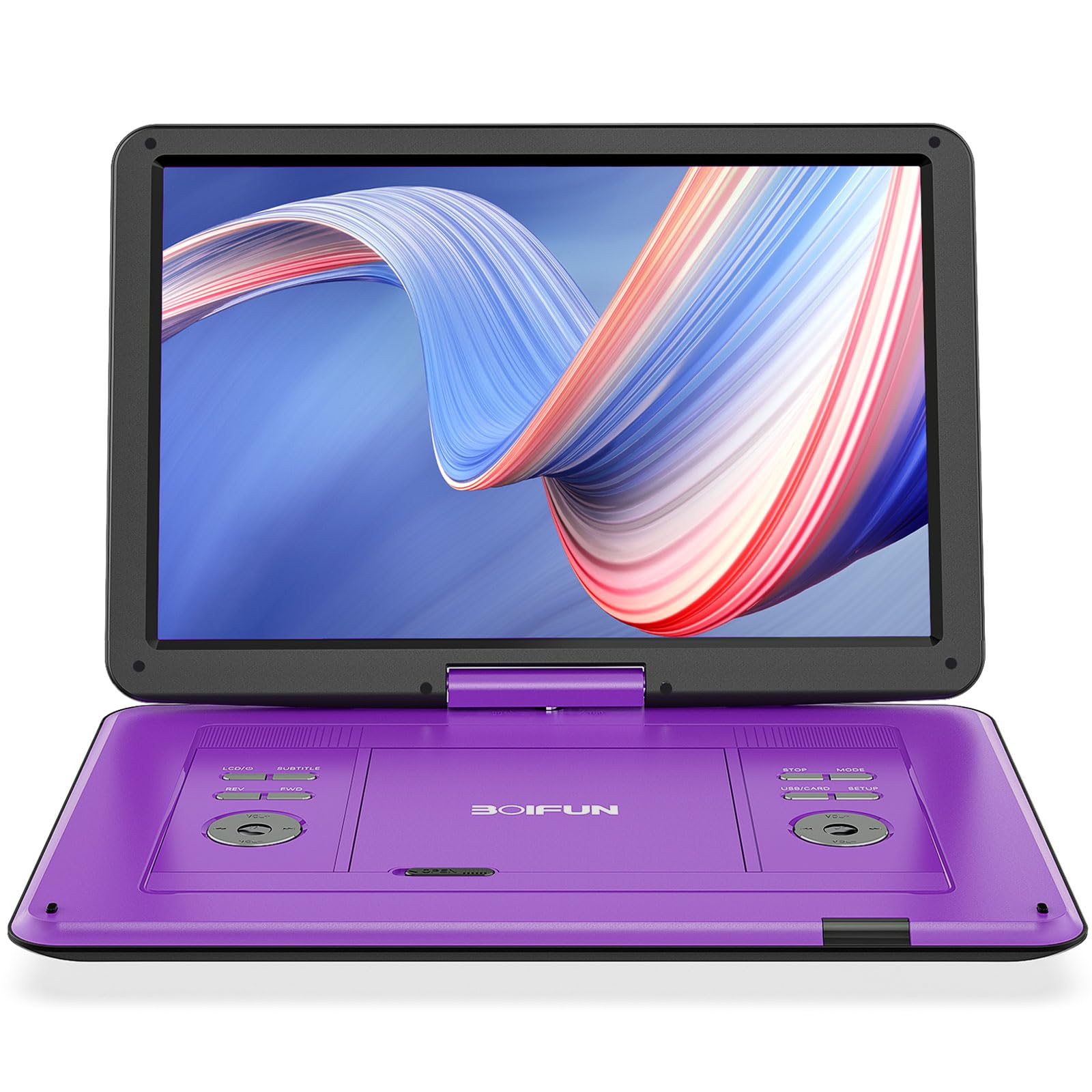 Photo 1 of BOIFUN 17.5" Portable DVD Player with 15.6" Large HD Screen, 6 Hours Rechargeable Battery, Support USB/SD Card/Sync TV and Multiple Disc Formats, High Volume Speaker, Purple