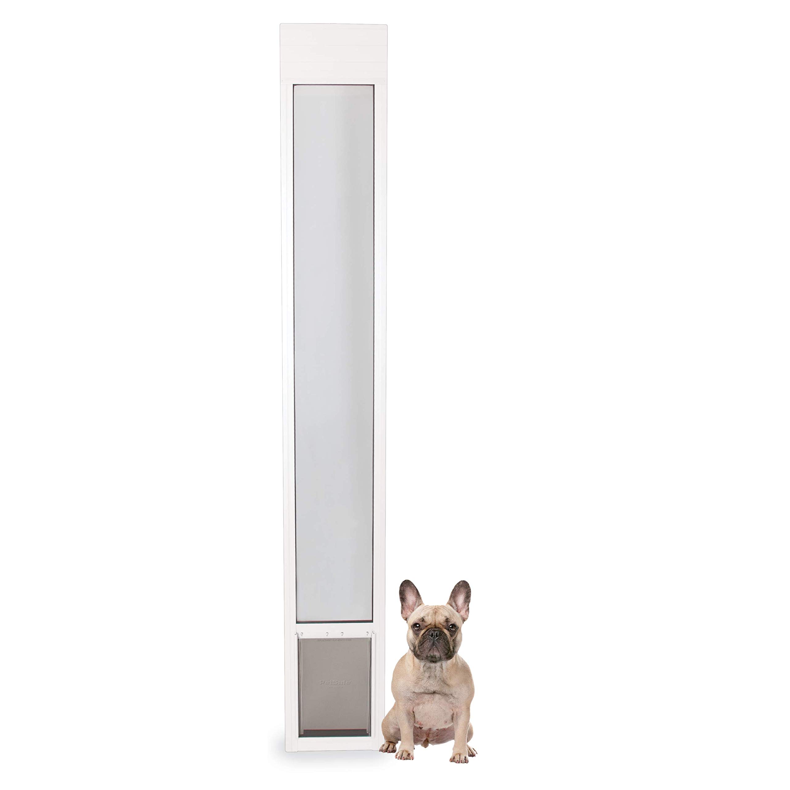 Photo 1 of PetSafe Doggy Door for Sliding Glass Doors, Adjustable Height 75 7/8" to 81", No-Cut DIY Install, Aluminum Panel, Ideal for Renters, for Medium Dogs Up to 40 lb., (White, Medium)
