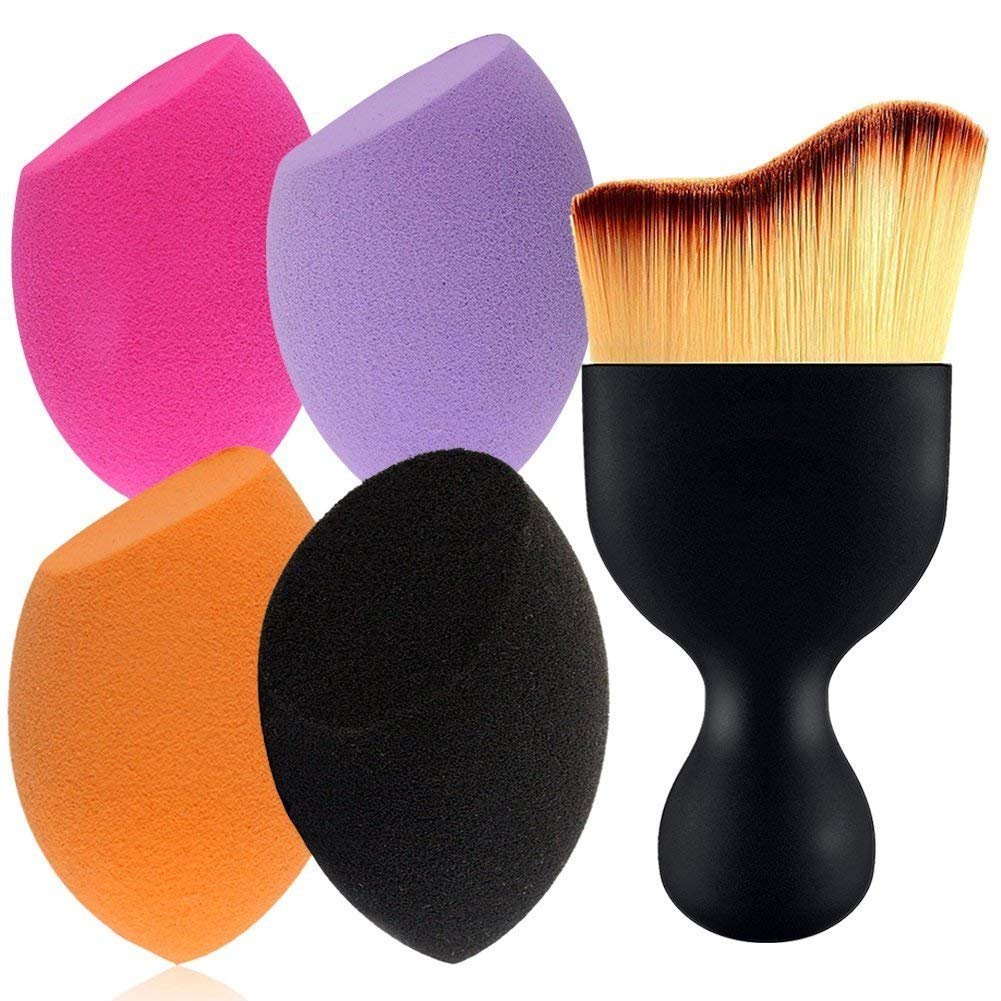 BEAKEY 4+1Pcs Beauty Make up Blender Sponges with Professional Contour