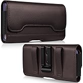 ACCKUO Leather Phone Holster with Strong Metal Belt Clip and Card Holder Compatible with iPhone 16 15 14 13 12 and Pro, Galaxy S25 S24 S23 S22 S21 S20 for Everyday Protection,M-Coffee